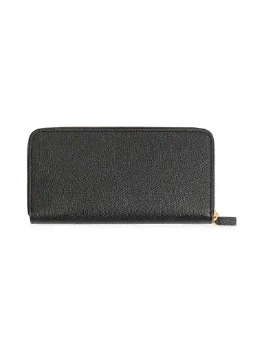 Valentino Garavani Women's V-Logo Signature Zippered Wallet in Grainy Calfskin Leather - Black | Thumbnail 4