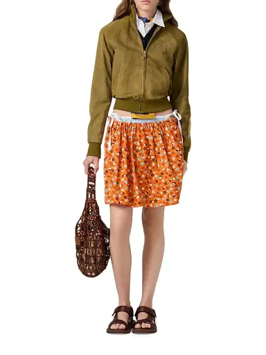 Miu Miu Women's Poplin Skirt - Orange - Size 4 | Thumbnail 2