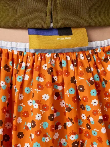 Miu Miu Women's Poplin Skirt - Orange - Size 4 | Thumbnail 5