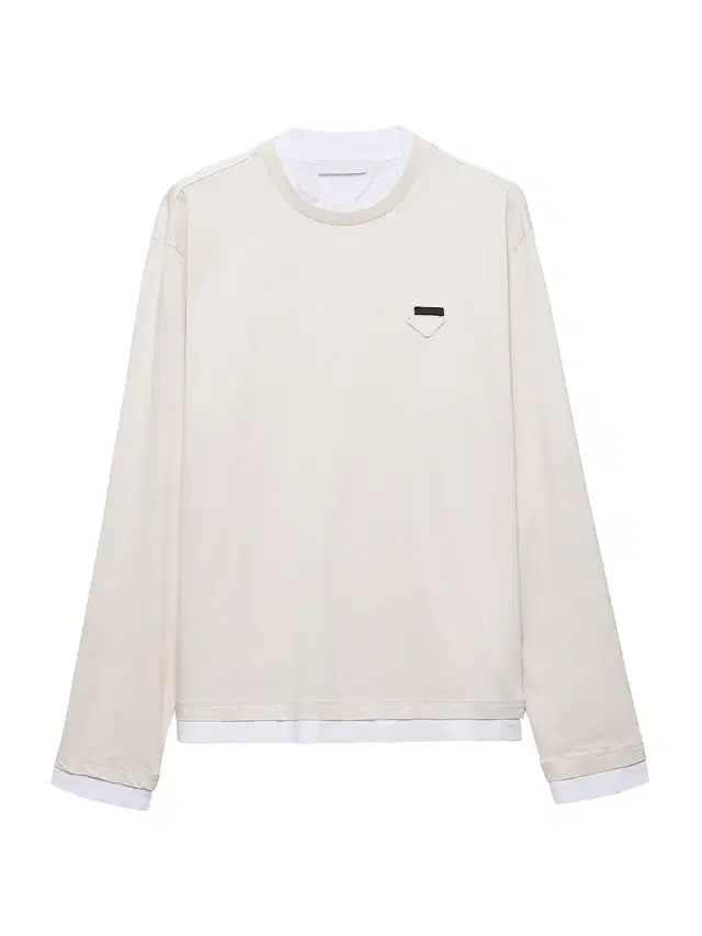 Men's Long-Sleeved Cotton T-Shirt - Beige Khaki
