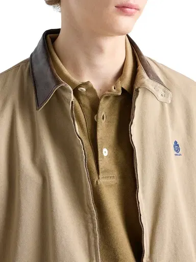Prada Men's Garment-Dyed Cotton Polo Shirt - Brown | Thumbnail 5