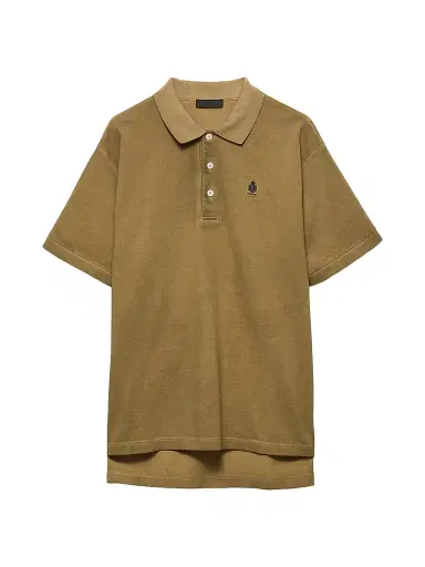 Prada Men's Garment-Dyed Cotton Polo Shirt - Brown | Thumbnail 1