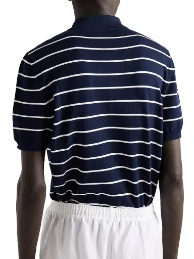Prada Men's Short-Sleeved Striped Cotton Polo Shirt - Blue | Thumbnail 3 Prada Men's Short-Sleeved Striped Cotton Polo Shirt - Blue | Thumbnail 3