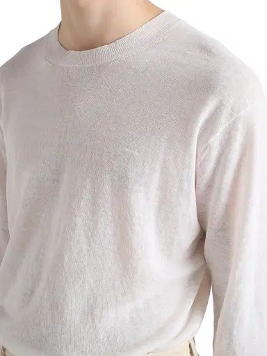 Prada Men's Long-Sleeved Linen and Silk Sweater - White - Size 44 | Thumbnail 4 Prada Men's Long-Sleeved Linen and Silk Sweater - White - Size 44 | Thumbnail 4