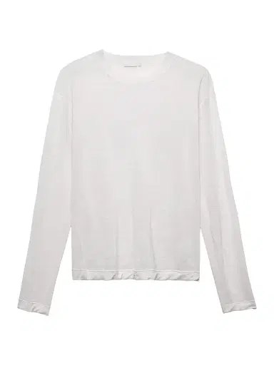 Prada Men's Long-Sleeved Linen and Silk Sweater - White - Size 44 | Thumbnail 1 Prada Men's Long-Sleeved Linen and Silk Sweater - White - Size 44 | Thumbnail 1