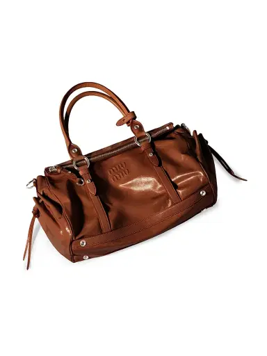 Miu Miu Women's Shiny Leather Top Handle Bag - Brown | Thumbnail 4