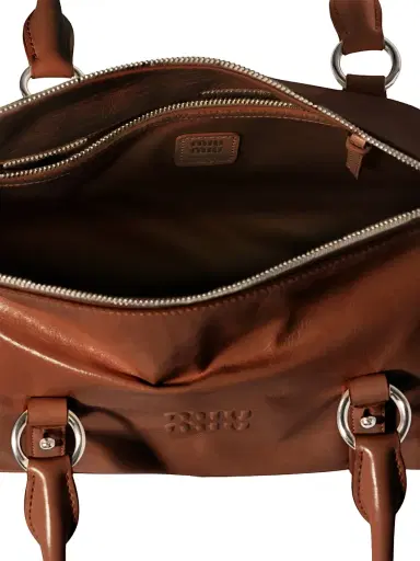 Miu Miu Women's Shiny Leather Top Handle Bag - Brown | Thumbnail 5