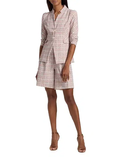Chiara Boni La Petite Robe Women's Hisako Tweed-Print Stretch-Jersey Blazer | Thumbnail 2 Chiara Boni La Petite Robe Women's Hisako Tweed-Print Stretch-Jersey Blazer | Thumbnail 2