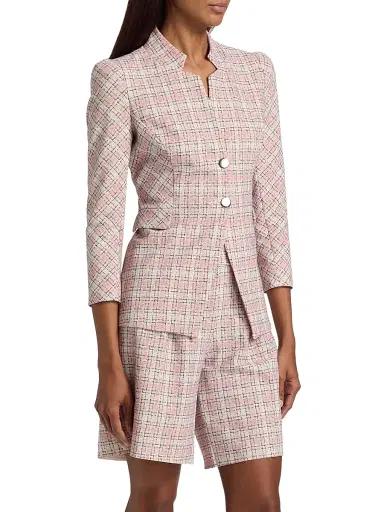 Chiara Boni La Petite Robe Women's Hisako Tweed-Print Stretch-Jersey Blazer | Thumbnail 4 Chiara Boni La Petite Robe Women's Hisako Tweed-Print Stretch-Jersey Blazer | Thumbnail 4