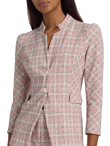 Chiara Boni La Petite Robe Women's Hisako Tweed-Print Stretch-Jersey Blazer | Thumbnail 6 Chiara Boni La Petite Robe Women's Hisako Tweed-Print Stretch-Jersey Blazer | Thumbnail 6