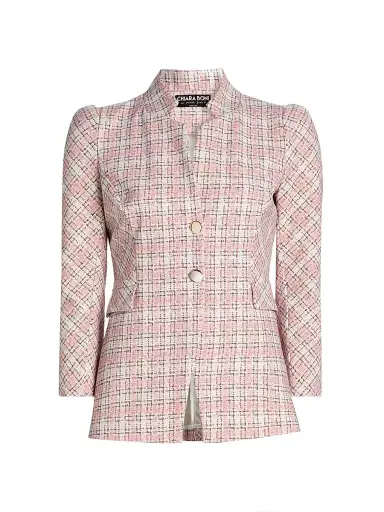 Chiara Boni La Petite Robe Women's Hisako Tweed-Print Stretch-Jersey Blazer | Thumbnail 1 Chiara Boni La Petite Robe Women's Hisako Tweed-Print Stretch-Jersey Blazer | Thumbnail 1