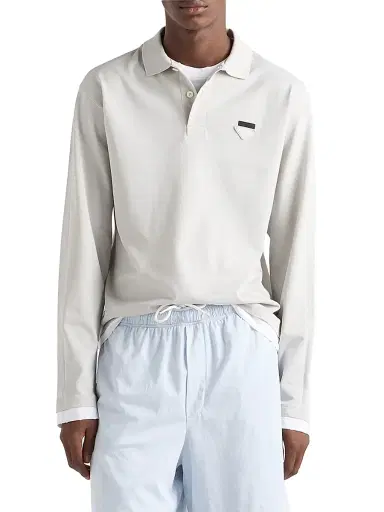 Prada Men's Cotton Polo Shirt - Grey | Thumbnail 2