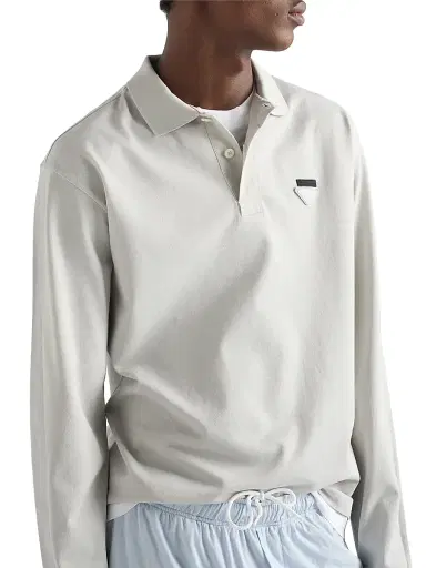 Prada Men's Cotton Polo Shirt - Grey | Thumbnail 4