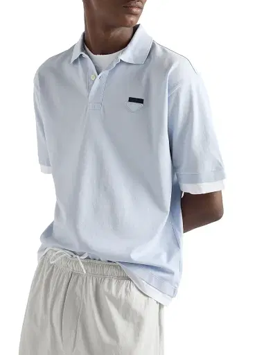 Prada Men's Cotton Polo Shirt - Blue - Size XXXL | Thumbnail 3