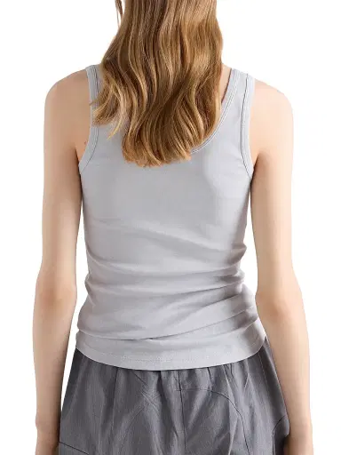 Prada Women's Ribbed Knit Tank Top - Grey | Thumbnail 3