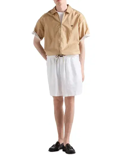 Prada Men's Short-Sleeved Re-Nylon Zipper Shirt - Brown | Thumbnail 2