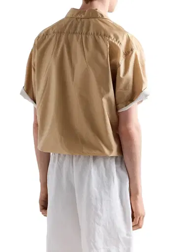 Prada Men's Short-Sleeved Re-Nylon Zipper Shirt - Brown | Thumbnail 4