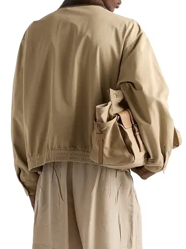 Prada Men's Cotton Jacket with Leather Details - Beige Khaki - Size XXXL | Thumbnail 4 Prada Men's Cotton Jacket with Leather Details - Beige Khaki - Size XXXL | Thumbnail 4