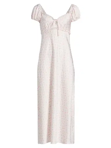 LoveShackFancy Women's Epone Floral Smocked Midi-Dress - Ivory Rose - Size Large | Thumbnail 1 LoveShackFancy Women's Epone Floral Smocked Midi-Dress - Ivory Rose - Size Large | Thumbnail 1