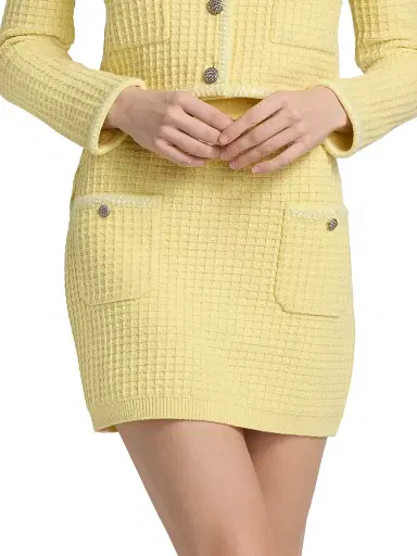 Milly Women's Saige Textured Knit Miniskirt - Yellow | Thumbnail 3