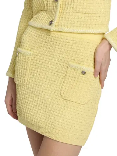 Milly Women's Saige Textured Knit Miniskirt - Yellow | Thumbnail 6