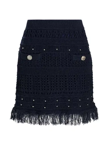 Milly Women's Beaded Fringe Miniskirt - Navy | Thumbnail 1