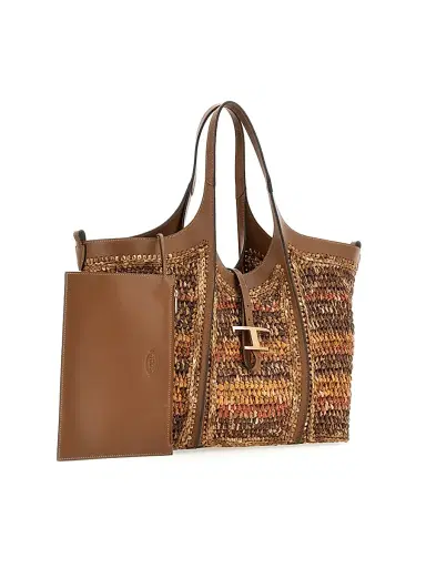 Tod's Women's T Timeless Medium Raffia & Leather Tote Bag - Beige | Thumbnail 7 Tod's Women's T Timeless Medium Raffia & Leather Tote Bag - Beige | Thumbnail 7