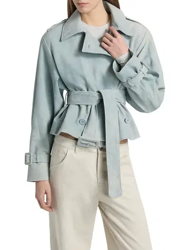 LAMARQUE Women's Dhana Denim Crop Trench Coat - Distressed Blue - Size Medium | Thumbnail 3 LAMARQUE Women's Dhana Denim Crop Trench Coat - Distressed Blue - Size Medium | Thumbnail 3
