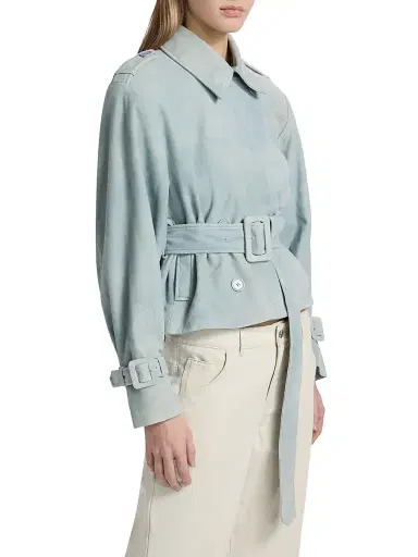 LAMARQUE Women's Dhana Denim Crop Trench Coat - Distressed Blue - Size Medium | Thumbnail 4 LAMARQUE Women's Dhana Denim Crop Trench Coat - Distressed Blue - Size Medium | Thumbnail 4