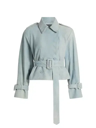LAMARQUE Women's Dhana Denim Crop Trench Coat - Distressed Blue - Size Medium | Thumbnail 1 LAMARQUE Women's Dhana Denim Crop Trench Coat - Distressed Blue - Size Medium | Thumbnail 1