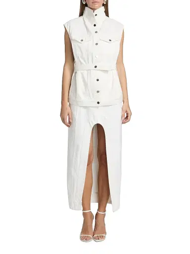 Et Ochs Women's Alek Denim Slit Midi-Skirt - White | Thumbnail 2