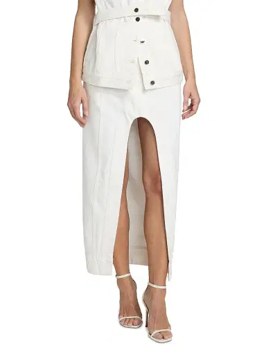 Et Ochs Women's Alek Denim Slit Midi-Skirt - White | Thumbnail 3