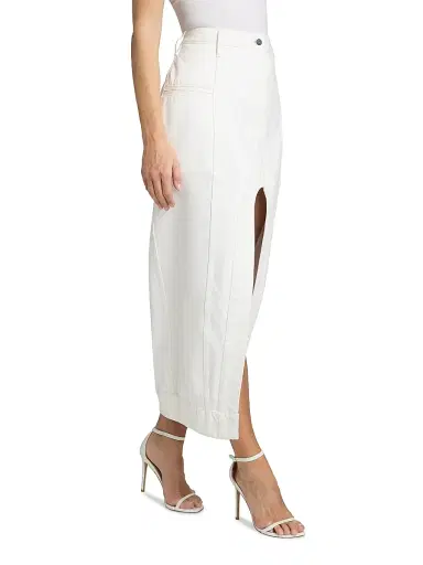 Et Ochs Women's Alek Denim Slit Midi-Skirt - White | Thumbnail 4