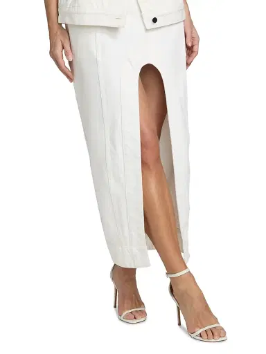 Et Ochs Women's Alek Denim Slit Midi-Skirt - White | Thumbnail 6