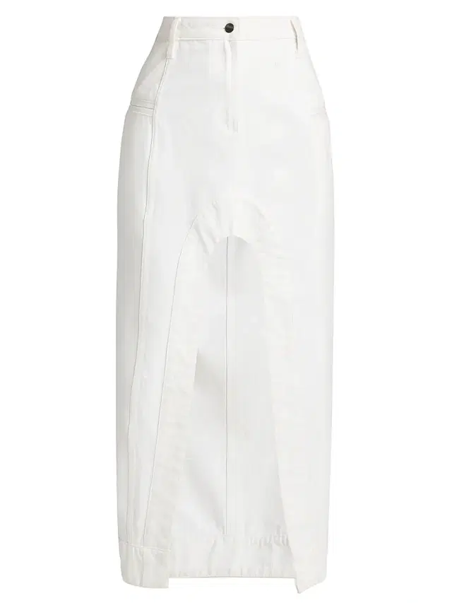 Women's Alek Denim Slit Midi-Skirt - White