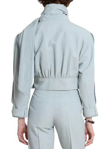 Chloé Women's Belted Linen-Cotton Crop Jacket - Storm Grey | Thumbnail 5 Chloé Women's Belted Linen-Cotton Crop Jacket - Storm Grey | Thumbnail 5