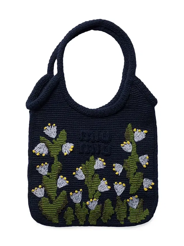 Miu Miu Women's Crochet Top Handle Bag - Blue