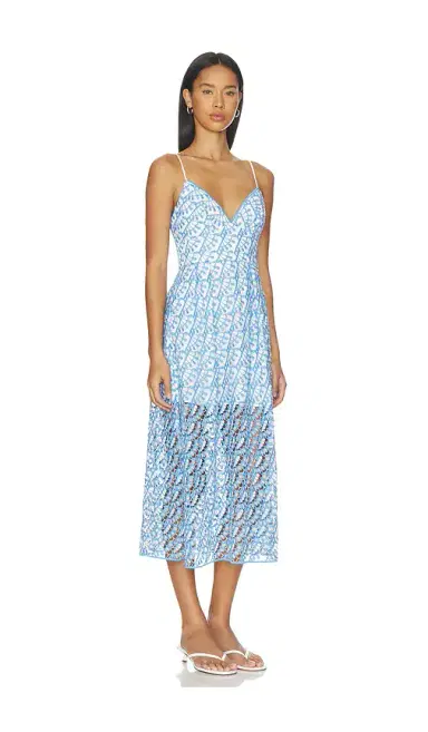 Milly Hazel Embroidered Midi Dress | Thumbnail 2 Milly Hazel Embroidered Midi Dress | Thumbnail 2
