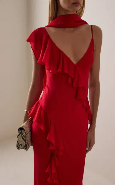 De La Vali Exclusive Mayara Ruffled Georgette Maxi Dress | Thumbnail 2