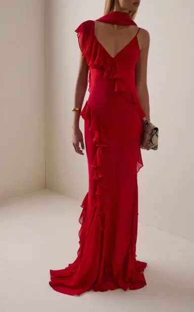 De La Vali Exclusive Mayara Ruffled Georgette Maxi Dress | Thumbnail 3