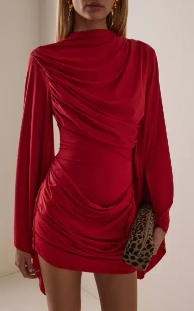 DE LA VALI Exclusive Perisa Draped Jersey Mini Dress | Thumbnail 3