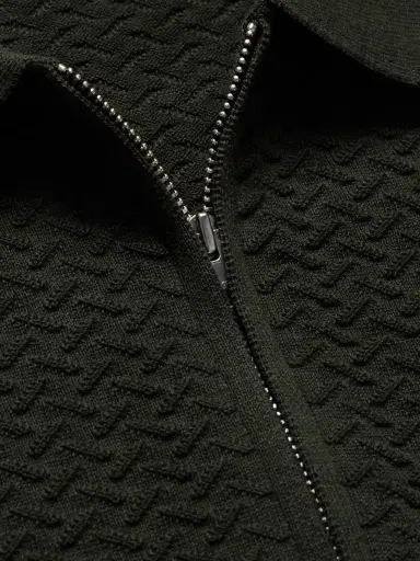 NN07 Gustav 600160 Textured Organic Cotton Zip-Up Polo Shirt - Men | Thumbnail 4 NN07 Gustav 600160 Textured Organic Cotton Zip-Up Polo Shirt - Men | Thumbnail 4