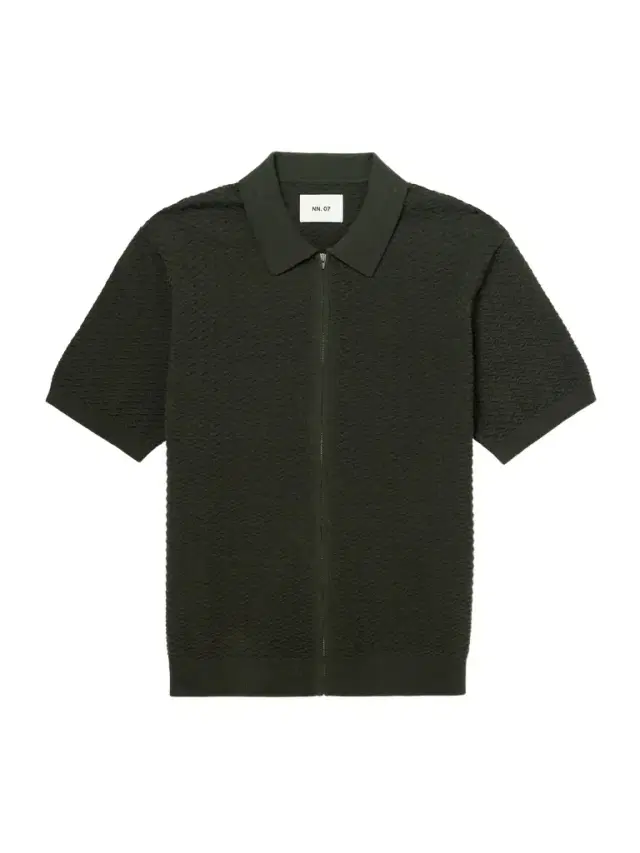 NN07 Gustav 600160 Textured Organic Cotton Zip-Up Polo Shirt - Men