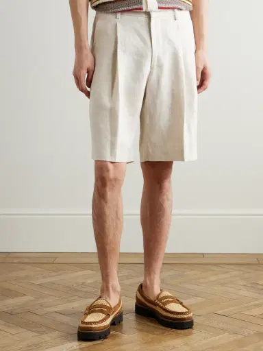 NN07 Kay 1454 Straight-Leg Pleated Linen Shorts - Men | Thumbnail 3