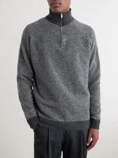 John Smedley Recycled-Cashmere and Wool-Blend Half-Zip Sweater - Men | Thumbnail 3 John Smedley Recycled-Cashmere and Wool-Blend Half-Zip Sweater - Men | Thumbnail 3