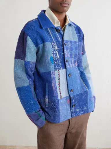 Kartik Research Kantha Patchwork Embroidered Cotton Jacket - Men | Thumbnail 3 Kartik Research Kantha Patchwork Embroidered Cotton Jacket - Men | Thumbnail 3