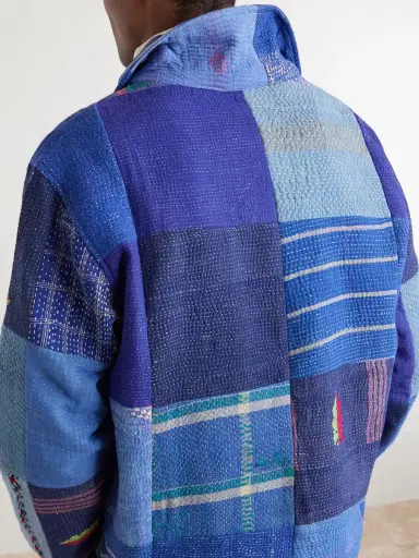 Kartik Research Kantha Patchwork Embroidered Cotton Jacket - Men | Thumbnail 5 Kartik Research Kantha Patchwork Embroidered Cotton Jacket - Men | Thumbnail 5