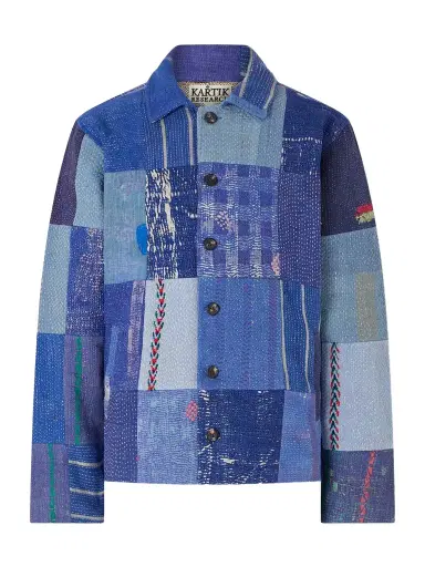 Kartik Research Kantha Patchwork Embroidered Cotton Jacket - Men | Thumbnail 1 Kartik Research Kantha Patchwork Embroidered Cotton Jacket - Men | Thumbnail 1