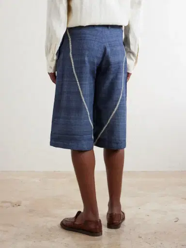 Kartik Research Rabari Straight-Leg Embroidered Silk Shorts - Men | Thumbnail 4