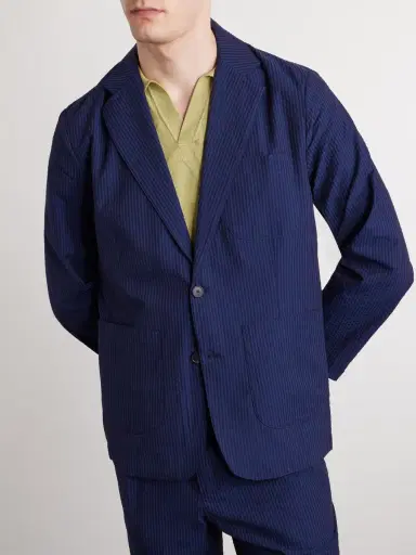 Portuguese Flannel Atlantico Organic Cotton-Seersucker Suit Jacket - Men | Thumbnail 3